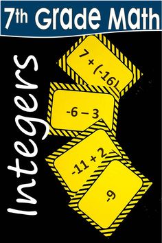 the 7th grade math textbook is shown with yellow numbers on black paper and white lettering