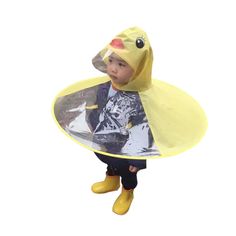 PRICES MAY VARY. UFO raincoat Hands free duck hat umbrella for little kids height: 90cm to 120cm 1-5 years old Diameter: 69cm (27.16inch), head circumference: maximum 52cm (20.47") Cute yellow duck hat. Hands free, convenient for little kids, good shelter for kids from rain. Front is clear PEVA , durable than PVC, and no smell which can make kids seeing road clearly or watch mobile. It is a backpack umbrella with 2 elastic band under shoulder. UFO raincoat hands free umbrella hat for kids height Backpack Umbrella, Umbrella Hat, Magical Hands, Duck Cartoon, Kids Poncho, Raincoat Kids, Raincoat Jacket, Yellow Raincoat, Rain Hat