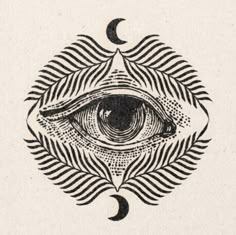 an all seeing eye with the moon in the background