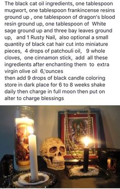 Black Cat Oil, Black Cat Oil Recipe, Black Cat Hair Witchcraft, Magick Oil, Hoodoo Conjure, Cat Shadow, Hoodoo Spells, Voodoo Hoodoo