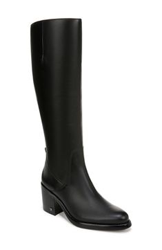 Sam Edelman Soyer Knee High Boot (Women) | Nordstrom Black Boots Nordstrom, Tall Black Boots, Leopard Print Shoes, Black Knee High Boots, Black Knees, Wide Calf, Ugg Shoes, Stacked Heel, Sam Edelman