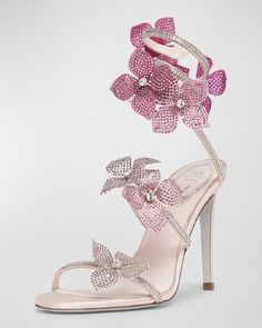 Crystal Flowers, Ankle Wrap Sandals, Wrap Sandals, Rene Caovilla, Demi Fine Jewelry, Strap Shoes, Fine Earrings, Ballet Flat Shoes, Top Shoes