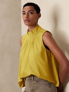 Pleat-Neck Cropped Top | Banana Republic Factory Top Banana, Neck Crop Top, Mock Neck, Banana Republic, Wardrobe, Clothes