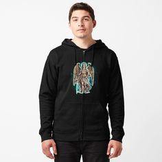 Get my art printed on awesome products. Support me at Redbubble #RBandME: https://www.redbubble.com/i/hoodie/Archangel-Saint-Michael-by-lachataigne/161550565.BN4XF?asc=u Best Graphics, Wild Roses, Floral Vintage, Full Zip Hoodie, Creative Designs, Hoodie Design