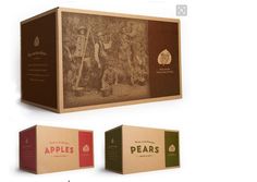 three boxes containing apples and pears are shown in this image, with the box on top