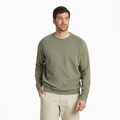 Not all sweatshirts are created equal. This supremely soft mid-weight champ is light enough to wear on a breezy beach, but heavy enough to help combat a mild winter chill. It features an easy, relaxed fit around the chest and shoulders that tapers at the bottom, resulting in a silhouette you can easily dress up (with a pair of jeans) or down (with Life is Good Everyday Joggers). 100% Cotton Extremely soft mid-weight French terry, heavy enzyme washed for a relaxed look and broken-in hand feel. Ri Positive Lifestyle, Help Kids, Children In Need, Sporty Look, Moss Green, Twill Tape, Raglan Sleeve, A Good Man, Helping Kids