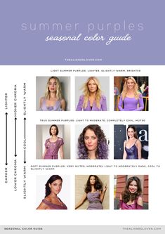 Exploring the Delightful World of Summer Colors: A Guide to the 12 Seasonal Color System | The Aligned Lover Soft Summer Purple, True Summer Outfits, Cool Summer Color Palette, True Summer Color Palette, Beige Skin Tone, Summer Skin Tone, Cool True Summer, Cool Summer Palette