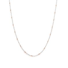 Platinum Chains by Jewelove Women's platinum chain with Rose Gold links. Metal : Platinum & 18K Rose Gold Platinum Purity : 95% Gold Purity : 18K Purity Mark : Pt 950 & 18K Length : 16 / 18 / 20 inches (can be customised on order) Estimated Weight : 1.79 grams (for 16 inches) (1.56 Pt + 0.23 Au) Certificate of Authenticity : Platinum Guild International White Gold Chain Link Necklace For Anniversary, Sterling Silver Rose Gold Chain Necklace, Rose Gold Figaro Chain Necklace, Rose Gold Link Necklace For Anniversary, Classic Rose Gold Chain Necklace For Anniversary, Delicate Rose Gold Chain Necklace For Anniversary, Dainty Rose Gold Chain Necklace For Anniversary, Platinum Chains For Women, Gold Chain For Women