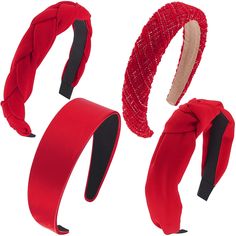 PRICES MAY VARY. What You Will Get: the package includes 4 pieces of red headbands for girls in 4 different styles, such as plain red, knotted, braided and so on; The enough quantity and styles can meet your daily using and replacement needs Soft and Comfortable: these women headbands are mainly made of velvet, inside covered with non slip cloth, wrapped at both ends, which are soft, reliable and sturdy, comfortable for you to put on, not easy to hurt your head Lovely Design: with the various st Red Hair Accessories, Cosplay For Women, Green Headband, Satin Headband, Red Headband, Leather Headbands, Red Accessories, Headband For Women, Padded Headband