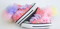 How adorable are these Cupcake inspired converse! The perfect shoe to complete the look! Please leave your name needed in the notebox during checkout Visit the tutu section or search bar for the matching outfit! If you are unsure of sizing please scroll to the last photos for our size charts, or visit our size charts here--> https://pinktoesnhairbows.com/pages/size-chart All sales are FINAL, Ship dates can be found directly on the listing, please view our policies in detail here---> https://pink Cute High-top Sneakers For Birthday, Cute High-top Sneakers For Parties, Cute Party Sneakers, Shoe Cupcakes, Overalls Boys, Tutu Dress Costumes, Bling Converse, Girl Cupcakes, Girls Overalls