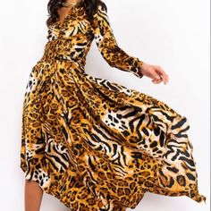 New Akira Animal Print Dress. Handkerchief Hemline. Never Worn. Size M Casual Brown Tiger Print Dress, Animal Print Dress, Animal Print Dresses, Print Dress, Black And Brown, Animal Print, Long Sleeve Dress, Womens Dresses, Long Sleeve