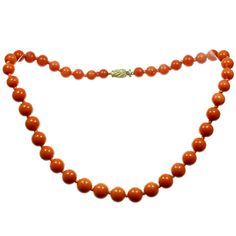 Classic Orange Necklace For Formal Occasions, Classic Orange Necklaces For Formal Occasions, Orange Classic Formal Necklaces, Orange Classic Formal Necklace, Classic Orange Round Necklace, Cream Necklace, Diamond Ball, Coral Beads Necklace, Rose Gold Pearl