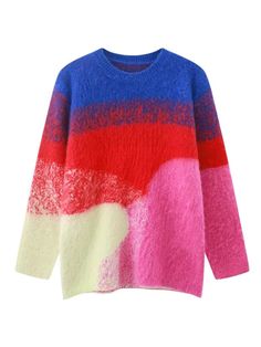 44579602596062 Trendy Multicolor Winter Sweater, Trendy Blue Acrylic Tops, Colorful Trendy Winter Tops, Trendy Colorful Winter Tops, Blue Acrylic Sweater For Fall, Blue Color Block Acrylic Sweater, Trendy Multicolor Acrylic Sweater, Blue Acrylic Color Block Sweater, Blue Color Block Sweater For Winter