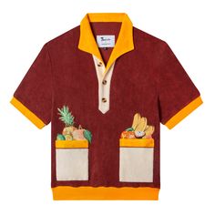 'Fruta de la Tierra' Cabana Shirt (100% Organic Cotton Terrycloth) Embroidered Fruit, Fruit Fashion, Tropical Shirts, Co Design, Kids Style, Styled Stock, The Fruit, 가을 패션, Mens Outfitters