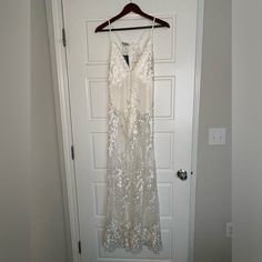 Nwt! Perfect Condition. Beautiful For A Bride On A Bachelorette White Lace Bodysuit, White Lace Maxi Dress, Beaded Maxi Dress, White Lace Maxi, Tulle Maxi Dress, Sleeveless Sweater Dress, Sweater Maxi Dress, Bodysuit Dress, Pics Ideas