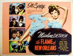 the flame of new orleans movie poster, with actors and actresss in blue dresses