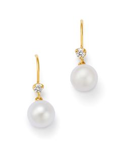 Zoe Chicco 14K Yellow Gold White Pearls Cultured Freshwater Pearl & Diamond Drop Earrings Formal White 14k Gold Bridal Earrings, Classic Yellow Gold Bridal Earrings For Evening, Refined Yellow Gold Pearl Earrings For Anniversary, Classic Bridal Earrings With 17 Jewels In Gold, Classic Gold Bridal Earrings With 17 Jewels, Elegant 14k Gold Bridal Earrings With Diamond Accents, Classic Yellow Gold Bridal Earrings With Diamond Accents, Classic Bridal Earrings With Gold And Jewels, Classic Yellow Gold Bridal Earrings With Elegant Design