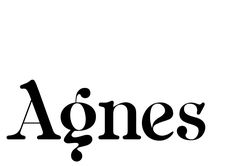 the word agness written in black on a white background