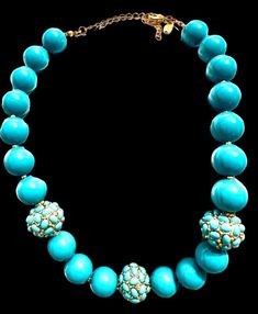 Beautiful KJL Summer Necklace. This is signed by Kenneth J Lane! The jeweler to the stars! This is a magnificent piece of jewelry. In good condition Luxury Turquoise Round Bead Jewelry, Luxury Beaded Turquoise Jewelry, Turquoise Costume Jewelry For Formal Occasions, Formal Turquoise Costume Jewelry, Turquoise Jeweled Jewelry For Gift, Turquoise Cabochon Necklace For Formal Occasions, Elegant Blue Turquoise Necklace With Cabochon, Elegant Blue Cabochon Turquoise Necklace, Elegant Blue Turquoise Cabochon Necklace