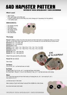 the instructions for how to crochet a cat