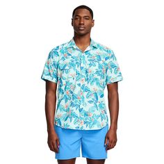 Upgrade your wardrobe for a fun day in the sun with this Men's IZOD Sunshield Performance Short Sleeve Button Down Shirt. Click on this MEN'S GUIDE to find the perfect fit and more! Upgrade your wardrobe for a fun day in the sun with this Men's IZOD Sunshield Performance Short Sleeve Button Down Shirt. Click on this MEN'S GUIDE to find the perfect fit and more! FEATURES Collared neckline Short sleeves Button-front 2 chest flap pocket UV-45 sun protection Moisture-wicking and breathable Mesh-lined cape back for ventilation Hidden sunglass cleaner patchFIT & SIZING Classic fit styleFABRIC & CARE Polyester Machine wash Imported Size: XXL. Color: Turq/Aqua. Gender: male. Age Group: adult. Blue Orange Flowers, Fun Day, Orange Flowers, Upgrade Your Wardrobe, Short Sleeve Button, Flap Pocket, Medium Blue, Blue Orange, Sun Protection