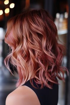 Copper Hair With Pink Peekaboo, Copper Hair With Pink Highlights, Tones Of Brown Hair, Copper Pink Hair, Lavender And Blonde Hair, Short Hair Plus Size