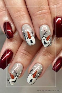 Nail Art Noel, Snowman Nails, Pretty Nail Art Designs, Blue Nail Designs, Blue Nail, Thanksgiving Nails