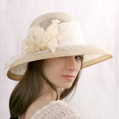 Cream wedding hat widebrim bridal hat Melbourne cup hat Feminine Curved Brim Hats For Kentucky Derby, Feminine Short Brim Hat For Kentucky Derby, Elegant White Adjustable Panama Hat, White Elegant Panama Hat, Cream Fitted Sun Hat With Flat Brim, Chic Cream Straw Hat With Flat Brim, Spring Wedding Wide Brim Boater Hat, Elegant White Fedora Straw Hat, Fitted Cream Straw Hat With Curved Brim