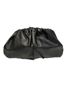 Steven Dann Large Leather Pouch Clutch in black. Leather clutch. Single compartment. Magnetic frame closure. Leather strap included inside. 100% leather. Imported. Great Neck New York, Magnetic Frame, Black Leather Clutch, Magnetic Frames, Black Clutch, Clutch Pouch, Leather Pouch, Leather Clutch, Sale Items