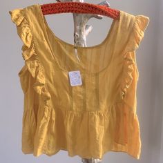 Great Color For Warm Fall Days! New With Tags! Chic Mustard Cotton Top, Gold Summer Tops For Day Out, Gold Tops For Summer Day Out, Casual Mustard Tops For Vacation, Gold Tops For Vacation In Spring, Cotton Tunic Tops, Flowy Shirt, Maxi Shirts, Fall Days