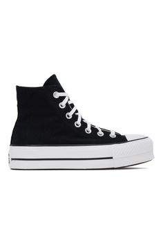 Converse: Black Chuck Taylor All Star Sneakers | SSENSE Black Chuck Taylors, Black Chucks, All Star Sneakers, Converse Black, Star Sneakers, Canvas Sneakers, Chuck Taylor All Star, Black Rubber, Chuck Taylor