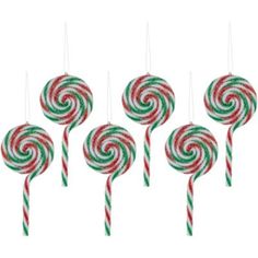 christmas candy lollipops hanging from strings