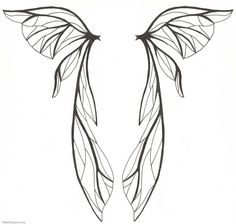 two wings that are drawn in black and white