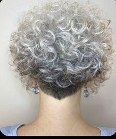 Grey Curly Hair Natural Curls, Curly Hairstyles For Thick Hair, Soft Perm Short Hair, Short Curly Gray Hair Over 50, Short Curly Grey Hair, Curly Stacked Bob Haircut, Short Haircuts For Wavy Hair, Wavy Pixie Haircut