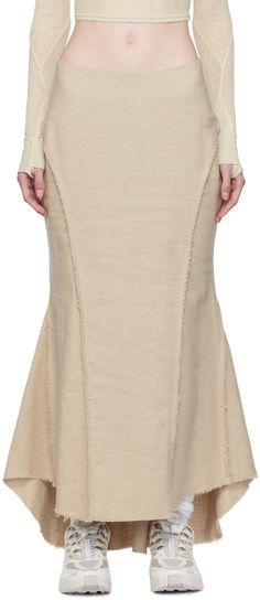 Hemp- and cotton-blend twill skirt. Topstitching and pinched seams throughout. · Paneled construction · Self-tie detachable pouch at waistband · Frayed edge at asymmetric hem · Concealed zip closure at back · Subtle distressing at back Supplier color: Sand Low Waist Formal Skirt, Asymmetric Knit Skirt, Tan Flare Skirt, Luxury Linen Skirt, Luxury Silk Skirt, Off White Ribbed Skirt, Praeie Skirt, Luxury Cocktail Skirt With Asymmetrical Hem, Flared Cotton Jersey Skirt