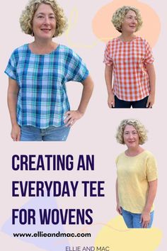 two women standing next to each other with the words creating an everyday tee for women