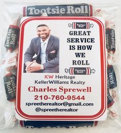 Tootsie Roll Real Estate treats Real Estate Customer Gifts, Real Estate Promotion Ideas, Real Estate Marketing Ideas Gift, Marketing Drop Off Ideas, Sales Blitz Ideas Hotel, Broker Open House Ideas, Sales Gifts For Prospects, Real Estate Door Knocking Ideas, Refferal Marketing Ideas