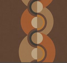 an abstract painting with circles and lines in brown, orange, beige and black colors