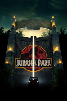 a movie poster for the 3d film jurasc park with an image of a dinosaur