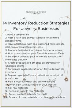 Do you Buy loads of materials that inspire you without really thinking about how you are going to create, sell, and market the finished good? Holding on to inventory without a solid inventory reduction strategy can be detrimental to your jewelry business. Inventory reduction = cash flow freedom! If you are struggling with your cash flow check out the inventory you have on hand because that may very well be the culprit. Successful Jewelry Business, How To Start A Jewelry Business Online, How To Start A Small Jewelry Business, How To Sell Jewelry, How To Start Permanent Jewelry Business, Jewelry Marketing Ideas, How To Start A Jewelry Business, Jewelry Business Ideas, Marketing Jewelry