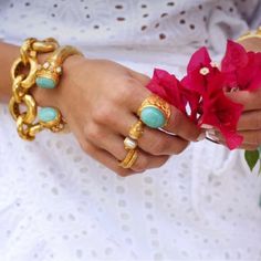 Nwt Luxury Bohemian Rare Authentic Julie Vos Amazonite Pearl Rose Quartz Greek Key Hinge Cuff/Bracelet -Beautiful Bold Amazonite Gemstone End-Caps Accented W/Luminous Pearls & Rose Quartz Gemstones,Greek Key Detail Near Hinge & Towards End-Caps & Gemstones -Amazonite Prized For Beauty, Powerful Gemstone W/Mesmerizing Hues,Healing Properties, Brings Emotional Balance,Mental Clarity & Physical Health Benefits While Encouraging Spiritual Growth & Energy, Jv Doesn't Sell Amazonite Pieces Any Longer Which Makes This Piece More Unique -Hammered Cuff Detail -Hinged For Comfort -Julie Vos & Jv Hallmark Embossed Inside -24k Gold Plated Over Nickel Free Brass,Sealed To Prevent Tarnish -Across Inside B Julie Vos Jewelry, Luxury Bohemian, Julie Vos, Quartz Gemstones, Designer Bracelets, Pearl Rose, Rose Quartz Gemstone, Cz Jewelry, Fabulous Jewelry