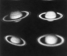 an image of saturn taken from space in black and white