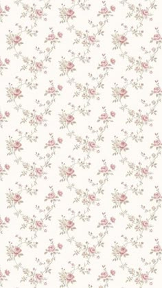 a white wallpaper with pink flowers on it