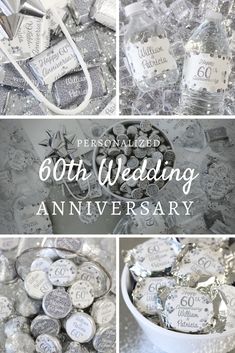 silver wedding anniversary party favors and confetti