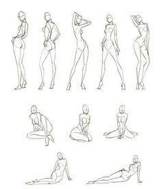 a drawing of different poses and body shapes