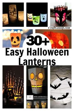 halloween lanterns with text overlay that says 30 easy and fun diy halloween lanterns