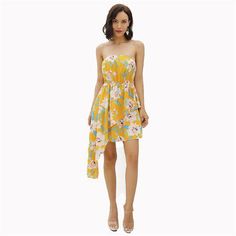 Style: FashionMaterial: Polyester,PolyurethaneWith Belt: NoSeason: SummerPackage Contents: 1 x Dress Elegant Bath, Night Dress For Women, Holiday Prints, Formal Dresses For Women, Off Shoulder Tops, Yellow Dress, Tube Top, Night Dress, Women's Dresses