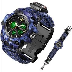 23-In-1 Survival Military Digital Watch, Mens Tactical Multi-Functional Buckle Arrives New Blue Camo Army Color Wear-resistant Black Watch For Outdoor Use, Wear-resistant Black Watch For Outdoor, Black Wear-resistant Watch For Outdoor, Outdoor Wear-resistant Black Watch, Functional Outdoor Wear-resistant Watches, Functional Wear-resistant Outdoor Watch, Black Shock Resistant Watches For Outdoor Activities, Durable Functional Watches For Adventure, Functional Watch Accessories For Outdoor Activities