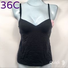 Size: 36c Brand: Dynashape Color: Black Cotton Camisole Has Built-In-Bra And Adjustable Spaghetti Shoulder Straps. Made With Very Soft, Smooth And Stretchy Fabric. 90% Cotton And 10% Spandex. New With Tag. Black Stretch Camisole With Built-in Bra, Sleeveless Camisole With Removable Bra Pads, Black Cami Top With Built-in Bra, Black Tank Top With Medium Bust Support, Stretch Camisole With Removable Bra Pads, Black Bra-friendly Tank Top, Black Camisole With Medium Bust Support And Spaghetti Straps, Black Camisole With Medium Bust Support For Summer, Black Camisole Tank Top With Medium Bust Support