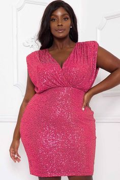 PLUS sleeveless sequin dress - RK Collections Boutique Pink Sleeveless Sequin Cocktail Dress, Bodycon Design, Plus Size Mini Dresses, Vegas Style, Pink Mini Dress, Confident Style, Sequin Bodycon Dress, Dress Wrap, Versatile Outfits